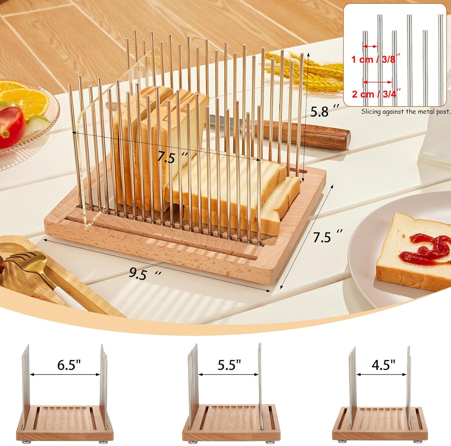 Stainless Steel Bread Slicer Guide with Beechwood Cutting Board R27345