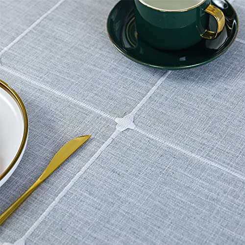 Rustic Checkered Cotton Linen Tablecloth 70 Inches J27664