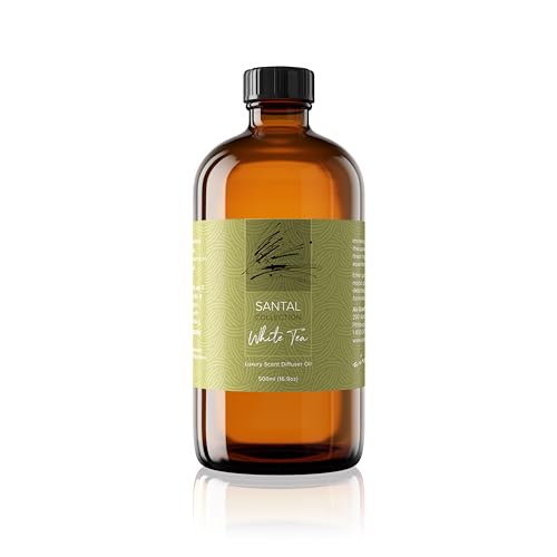Santal White Tea Diffuser Oil - Air-Scent Aroma and White Tea Essential Oil Blend - 500 mL, 16.9 fl oz Fragrance Oil Bottle for Aromatherapy Diffusers and Humidifiers - Diffuser Oils Scents