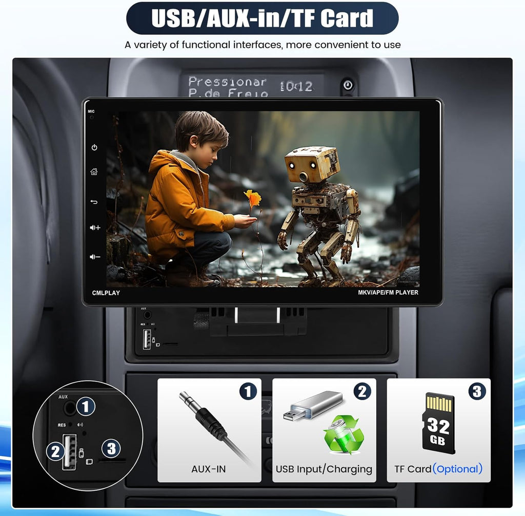9 Inch Car Stereo with Wireless Carplay and Android Auto, Touchscreen, Bluetooth, Backup Camera O51879