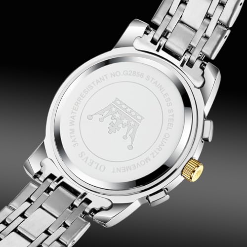 Men Skeleton Watch Stainless Steel Analog Quartz Moon Phase P9497