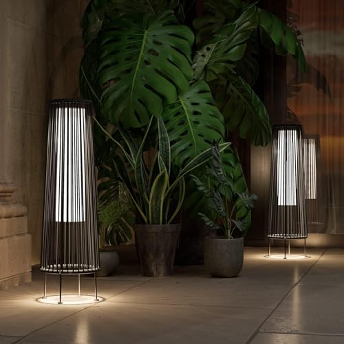 Outdoor Floor Solar Light 2-Pack, Wicker Patio Lamp Waterproof for Yard Garden T781