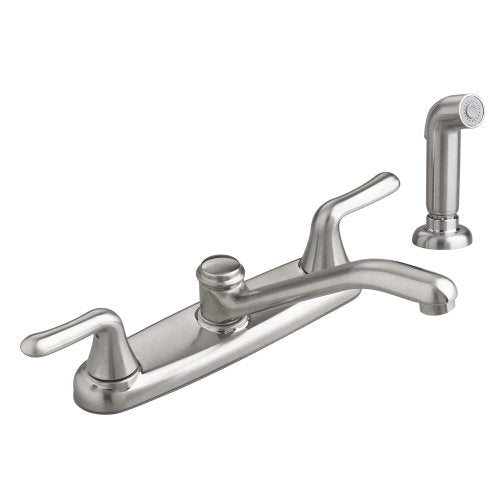 American Standard 4275.501.075 Colony Soft 2-Handle Low-Arc Kitchen Faucet with Side Spray, Stainless Steel