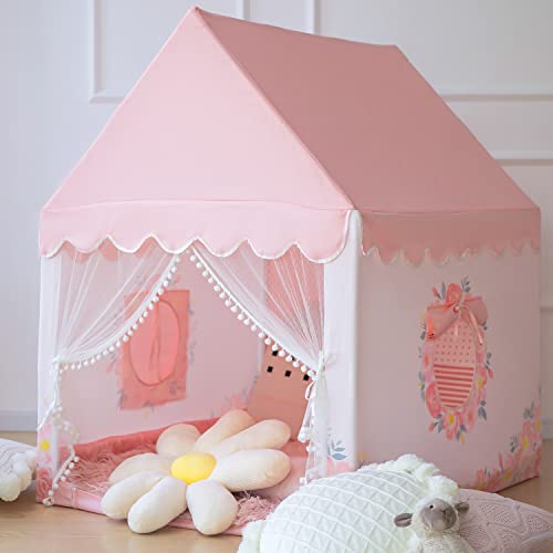 Avrsol Kids Play Tent - Large Playhouse Children Play Castle Fairy Tent for Girls & Boys Birthday (Kid Tent with Padded Mat)