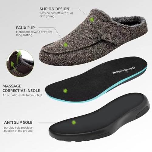 Orthopedic Slippers with Arch Support for Men, Plantar Fasciitis House Shoes J824057