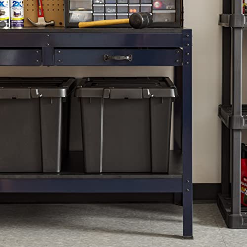 5 Gallon Lockable Storage Bins with Lids, 6 Pack, Stackable, Black P46697