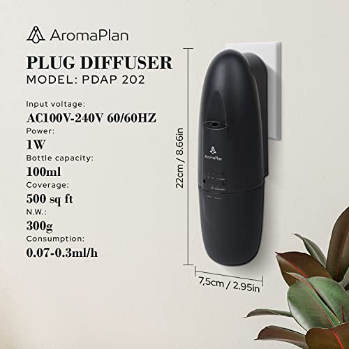 Portable Plug-in Oil Diffuser for Essential Oils, 2 Pack, 500 Sq Ft Coverage, Home and Office O7728
