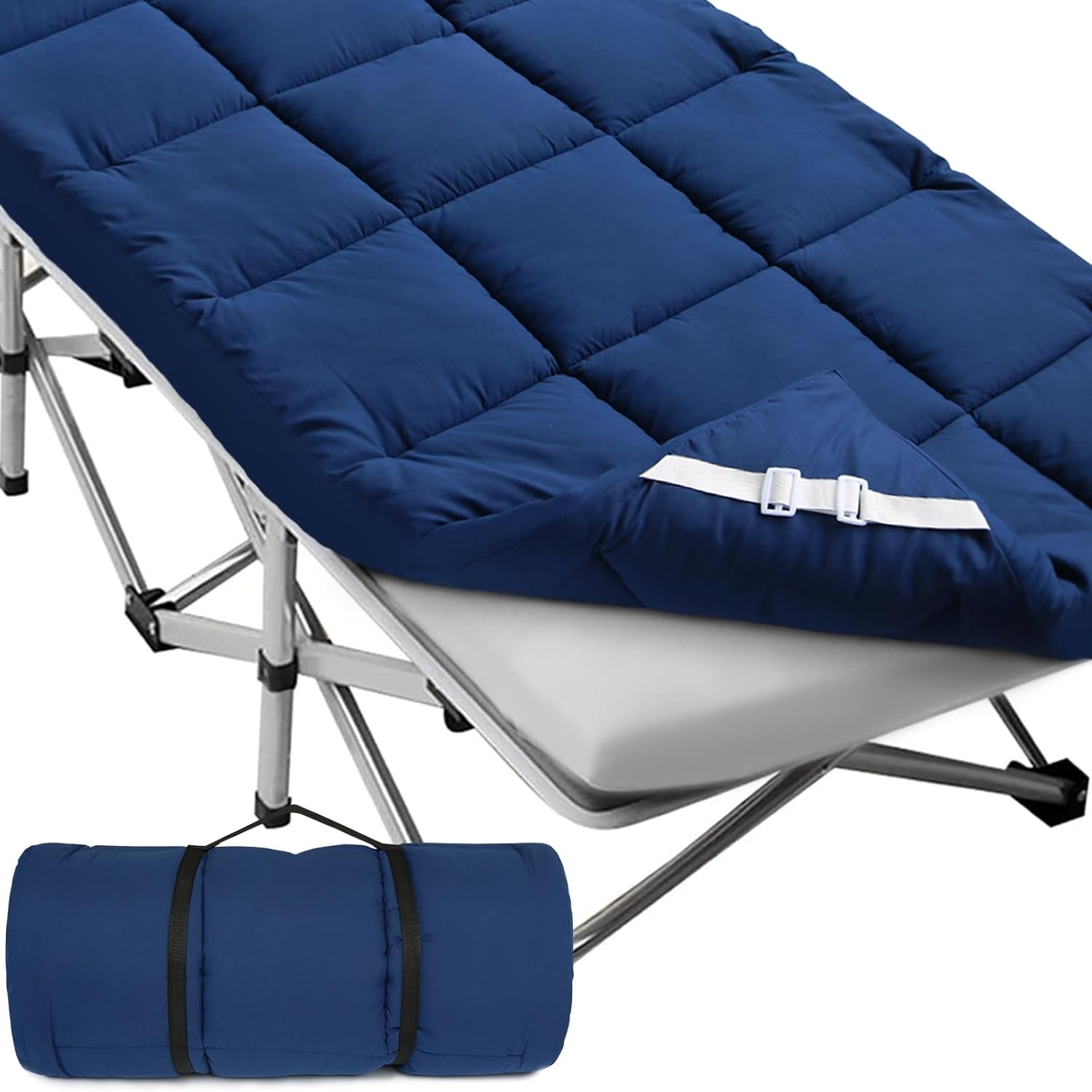 Quilted Cot Mattress Topper 2 Pack, Soft Sleeping Pad for Camping Cot, 75"x30" D74640
