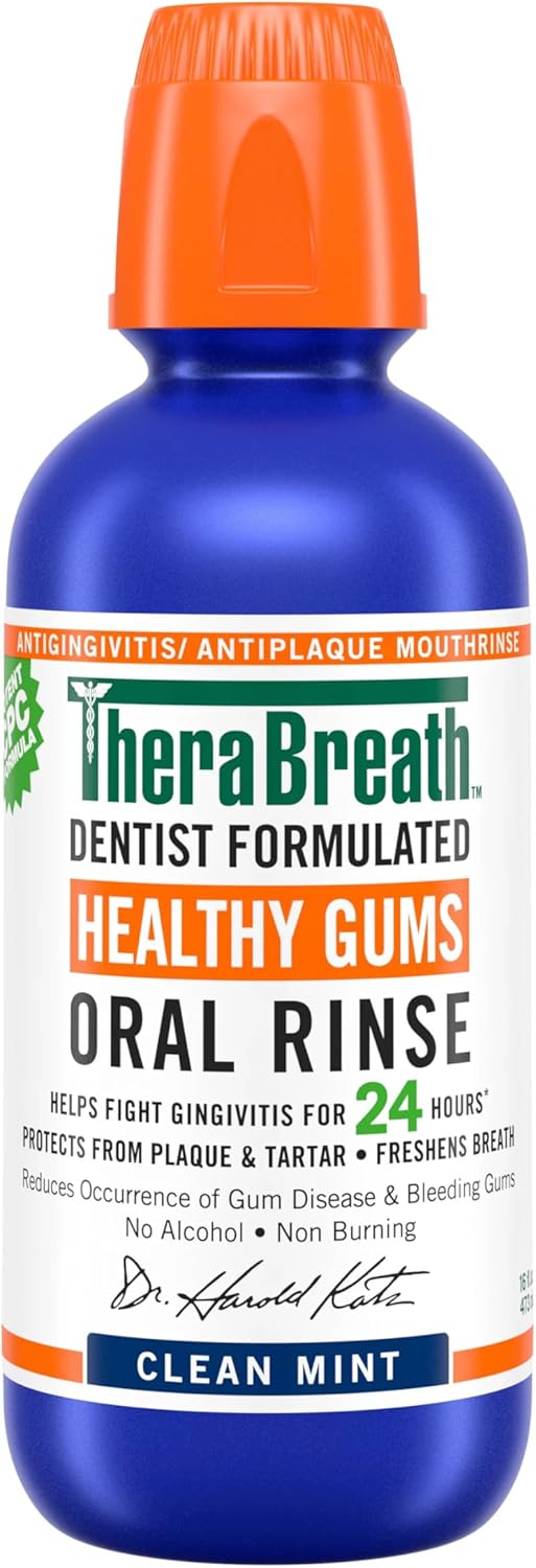 TheraBreath Healthy Gums Oral Rinse Clean Mint - 16 oz, Pack of 6