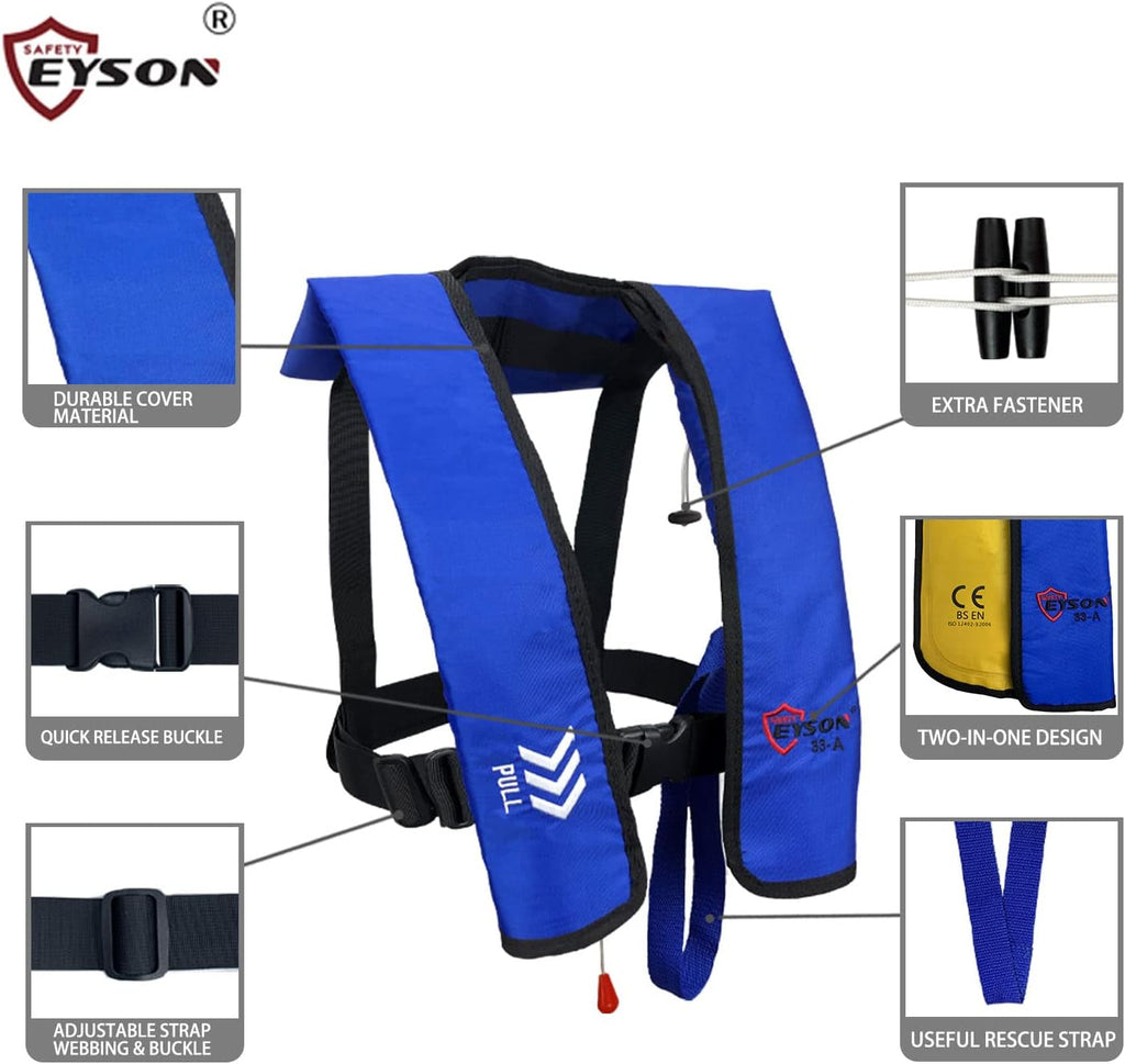 Inflatable Life Jacket Life Vest Automatic Manual Blue G6311