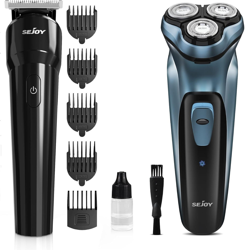 Sejoy Electric Razor for Men & Body Hair Trimmer Clipper for Men,Electric Hair Trimmer, Beard Trimmer with Travel Lock, Waterproof, 90 Min Battery Life, USB Rechargeable