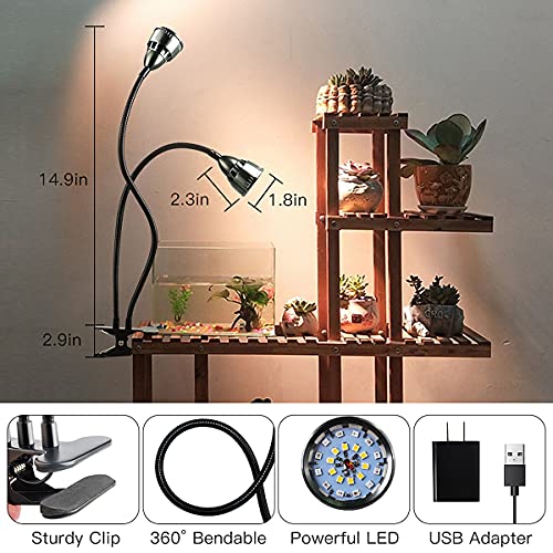 Grow Light for Indoor Plants, Gooseneck Clip-on Lamp with Timer C16392