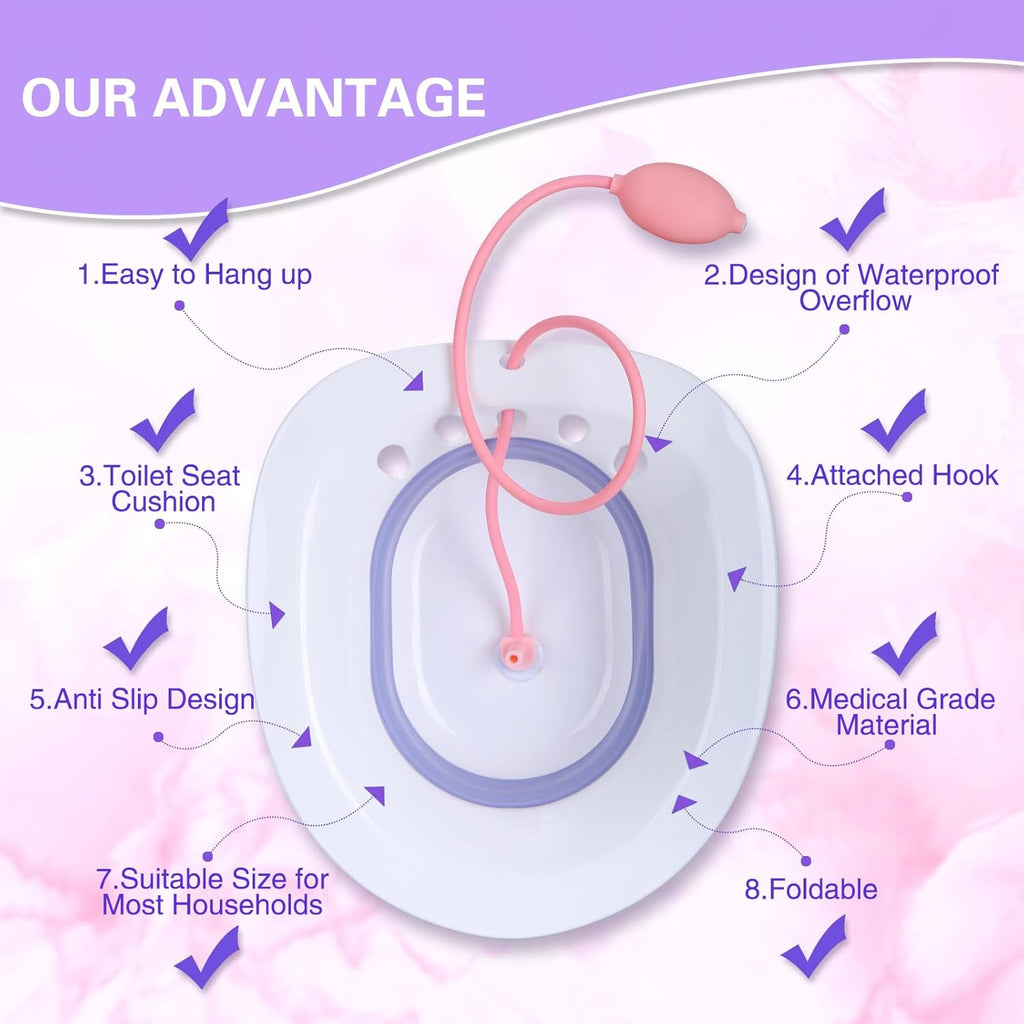 Foldable Sitz Bath for Toilet Seat, Postpartum Care Basin F580016