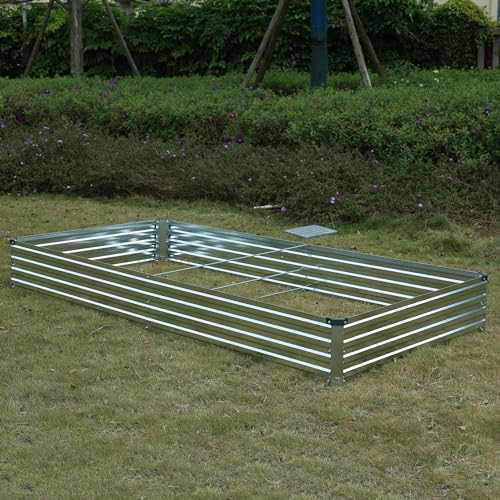 Galvanized Raised Garden Bed, Outdoor Planter Box for Vegetables Flowers Herb A8760