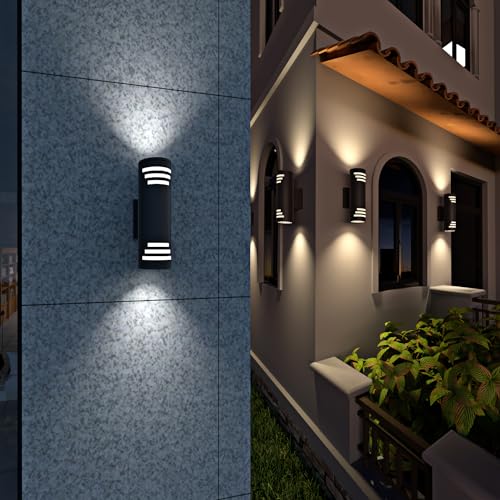 Outdoor Wall Lights 2 Pack, Dusk to Dawn, Black, Up and Down for Garage B18791