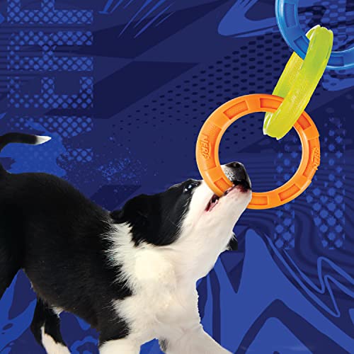 10.5in Rubber 3-Ring Tug Dog Toy, Lightweight, Durable, Water Resistant C841