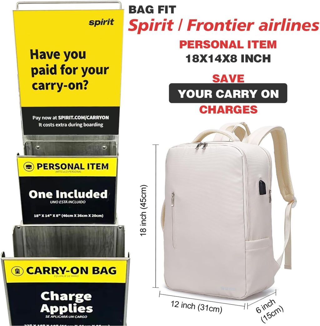 Travel Backpack for Women, Underseat Carry On, Waterproof with Charging Port S3234