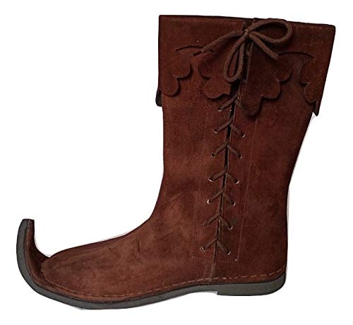 Medieval Brown Leather Knee High Boots for Men N83884