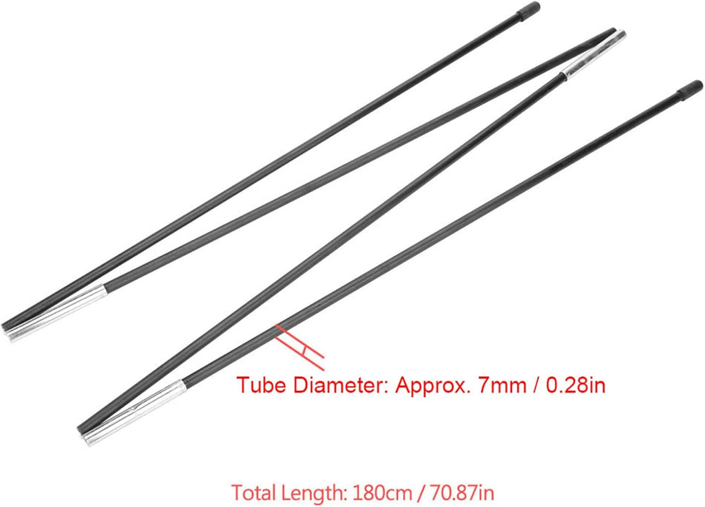 Tent Replacement Support Poles 7mm Fiberglass, 4-Section Collapsible E694