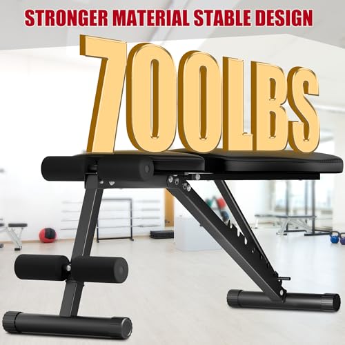 Adjustable Weight Bench for Home Gym, 700 LB Capacity, Incline/Decline Strength Training E5024