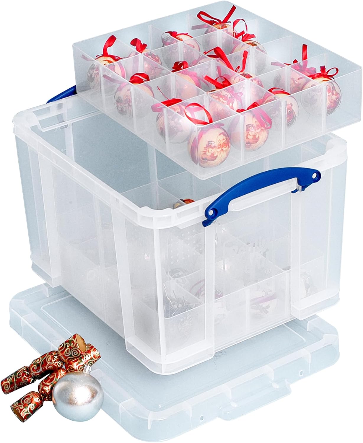 Storage Box 35 Litre Clear with 2 Dividers U335