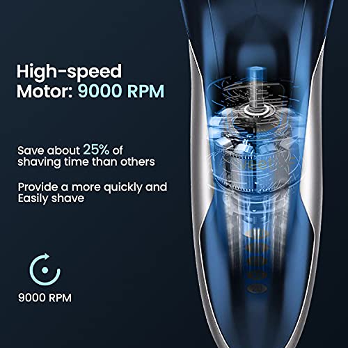 Electric Razor for Men, Rechargeable Waterproof Shaver, Wet & Dry Rotary A825743