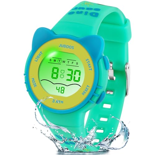 Juboos Kid's Digital Watch for Boys and Girls, Waterproof LCD Digital Sports Kids Watch with 7 Color LED Lights, Stopwatch, Alarm, Suitable for 4-12