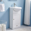18" Small Bathroom Vanity with Sink, Modern Bathroom Vanity Set in White, Narrow Bathroom Vanity Sink Combo for Small Space, Bathroom Vanity Sink Cabinet with 1 Door and 1 Drawer