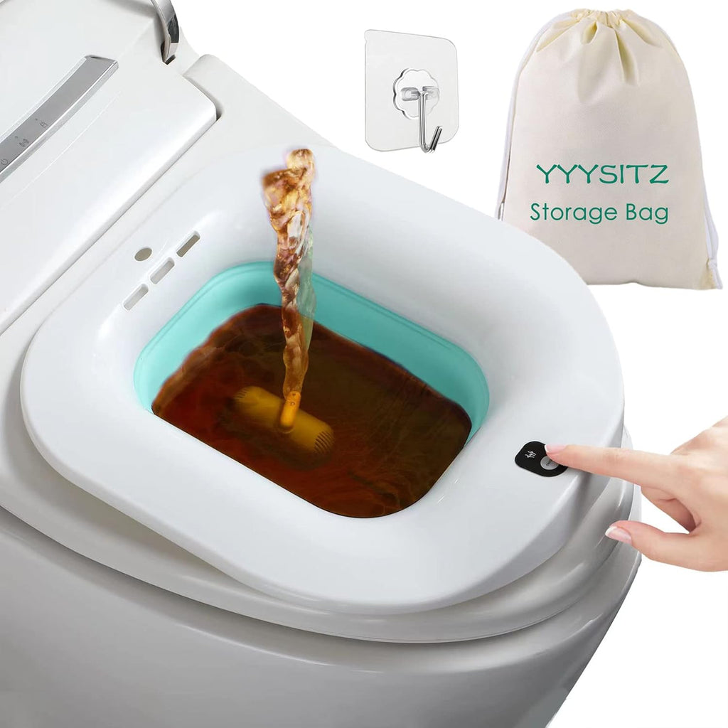 Electric Sitz Bath for Toilet Seat Hemorrhoids Relief Postpartum Care, Foldable Sits Bath Tub for Anal & Vaginial Wash for Women and Men, Mini Bidet, Use w/Sitz Bath Salt
