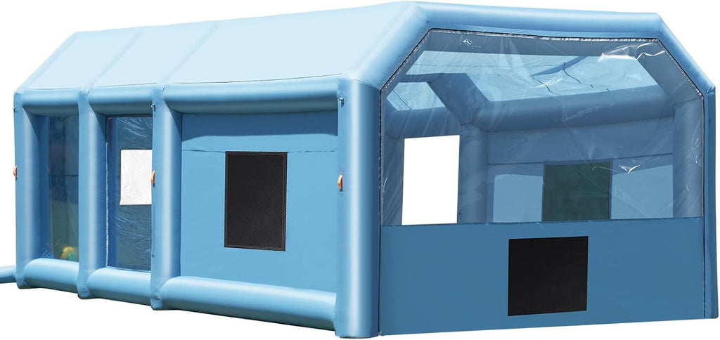 VEVOR Inflatable Paint Booth, 23 x 13.1 x 9 ft Inflatable Spray Booth, with 750W+480W Powerful Blowers and Air Filter System, Large Motorcycle, Portable Car Paint Booth for Small Truck, Midsize SUV
