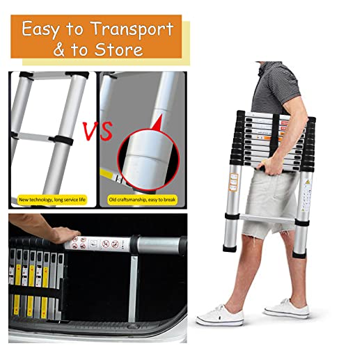 Telescoping Ladder 20.3ft Aluminum Extension Folding Ladder with Anti-Slip Feet T731901