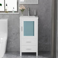 16" Small Bathroom Vanity with Sink, Single Sink Bathroom Vanity Combo for Small Space, Modern Bathroom Sink Cabinet with Faucet and Drain (White)