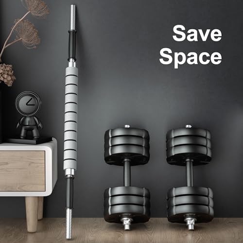Adjustable Dumbbell Barbell Set with Metal Grip and Weight Plates A2863