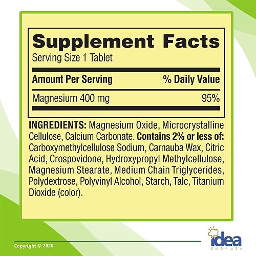 Magnesium Oxide 400 mg Extra Strength, 250 Tablets A4185