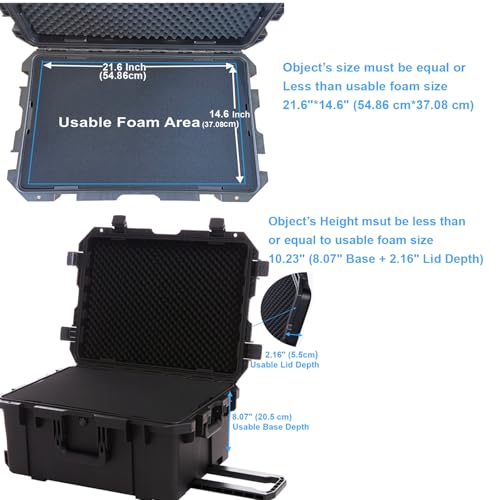 27 Inch Waterproof Rolling Hard Case with Customizable Foam L717