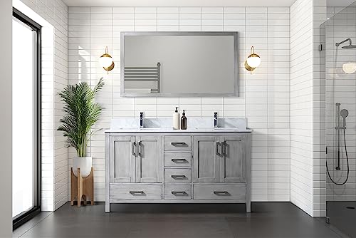 Big Sur 60 in. W x 22 in. D Dark Grey Double Bath Vanity and Carrara Marble Top