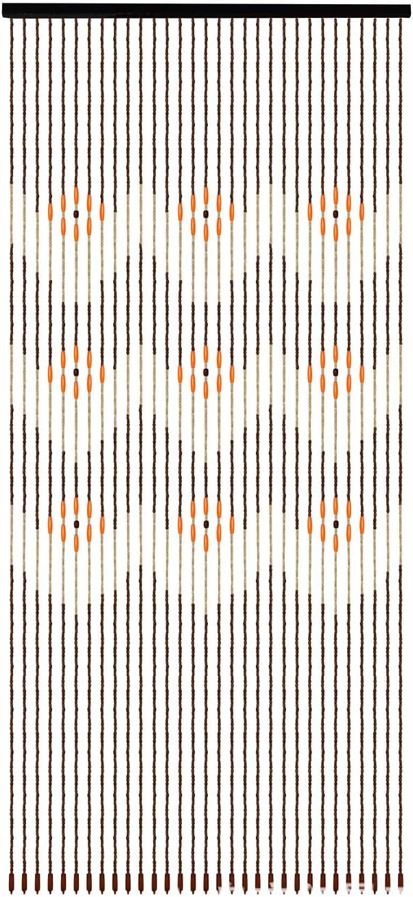 Wood Beaded Curtain for Doorway, 31 Strands, Natural Brown Bamboo, 86 x 35 Inches A49134