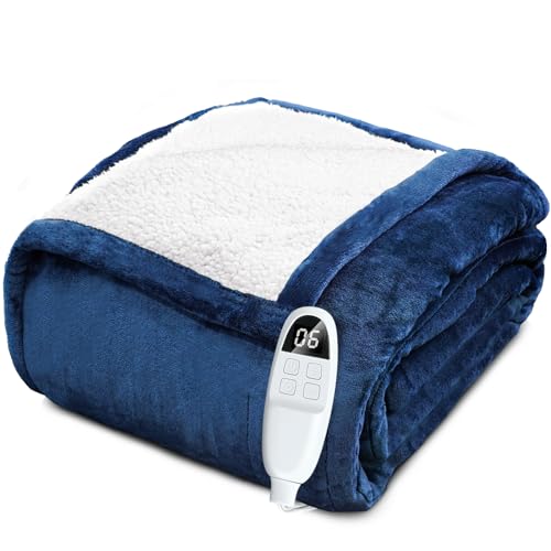 Heated Blanket, 62” x 84” Soft Fleece Twin Size Electric Blanket, 6 Heat Levels & 1-10 Hours Timer Auto Off, Fast Heating Blanket for Home Office Use, ETL Certified, Machine Washable