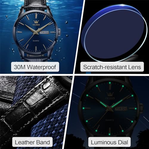 Men's Casual Leather Strap Watch Waterproof Luminous Analog F66331