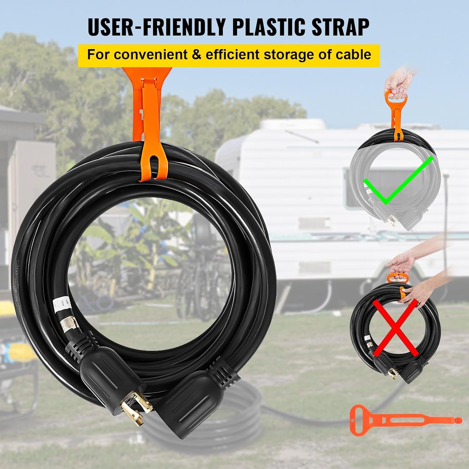 Generator Extension Cord 50Ft 30 Amp 4 Wire 10 Gauge Twist Lock V452923