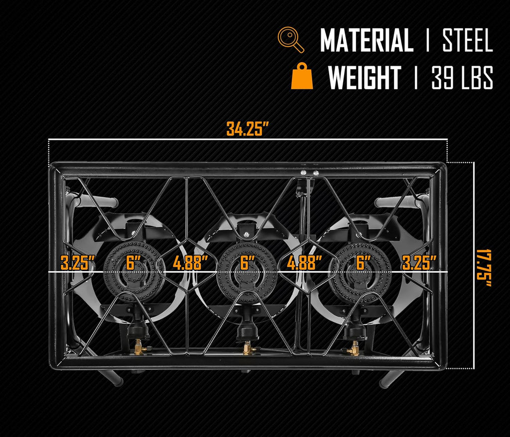 Triple Burner Outdoor Propane Stove Cooker with Regulator C536910