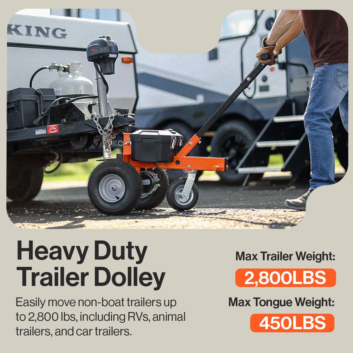 Electric Trailer Dolly 2800LBS Capacity, 450LBS Tongue Weight, 24V Powered with 2" Ball Mount U645
