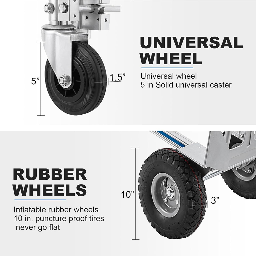 Aluminum Hand Truck, Heavy Duty Convertible Dolly, 770 LBS Utility Cart with Rubber Wheels E95505