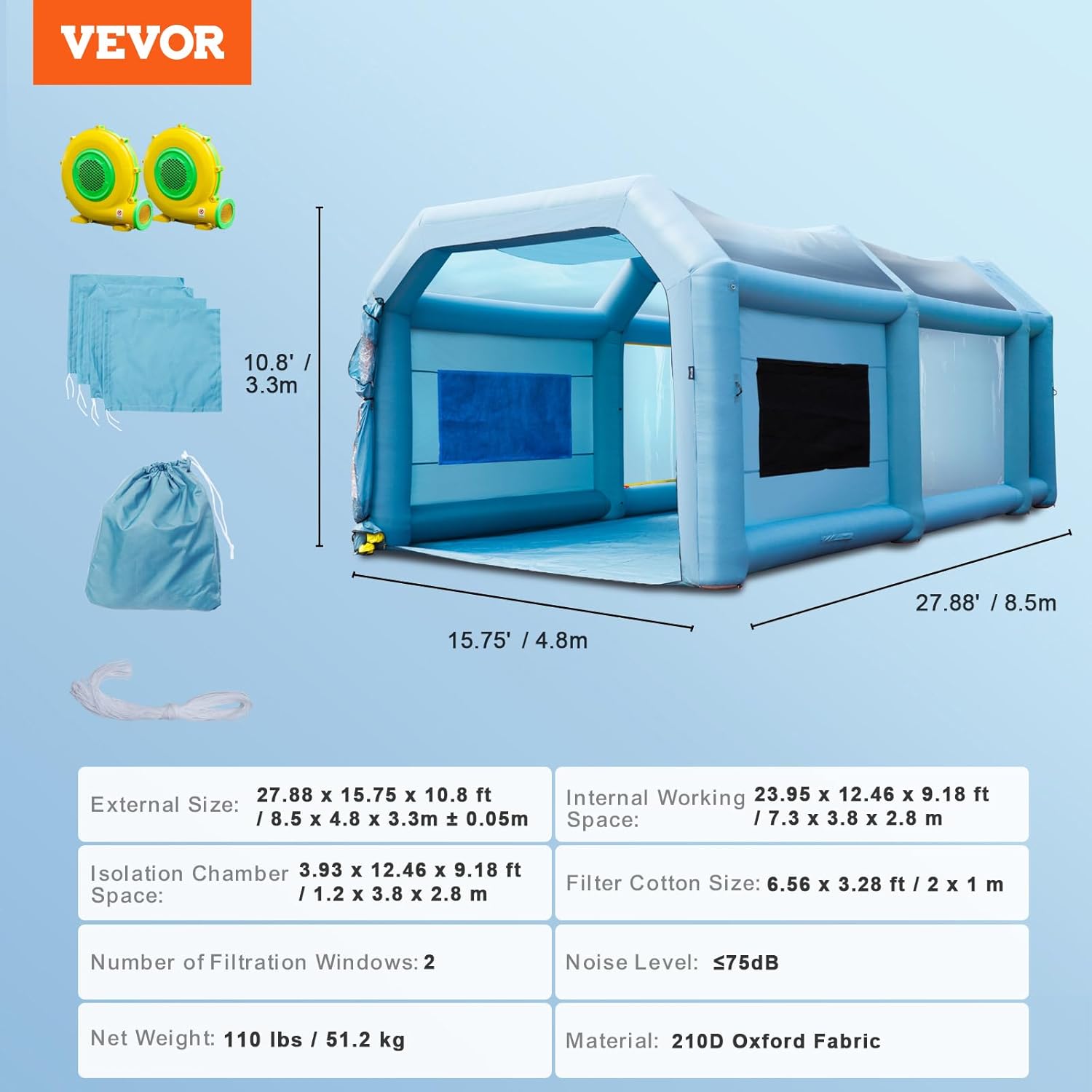 Inflatable Paint Booth Spray Tent with Dual Blowers Z9585