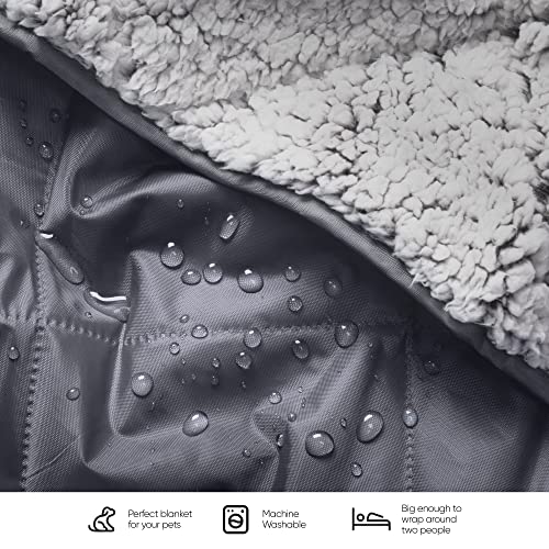 Waterproof Sherpa Camping Blanket - Extra Thick, Warm, Large Outdoor Fleece for Cold Weather N82568