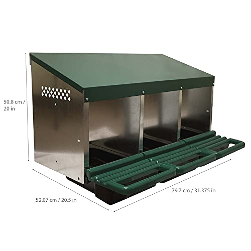 3 Compartment Roll Out Nesting Box for Chickens with Lid and Perch V75738