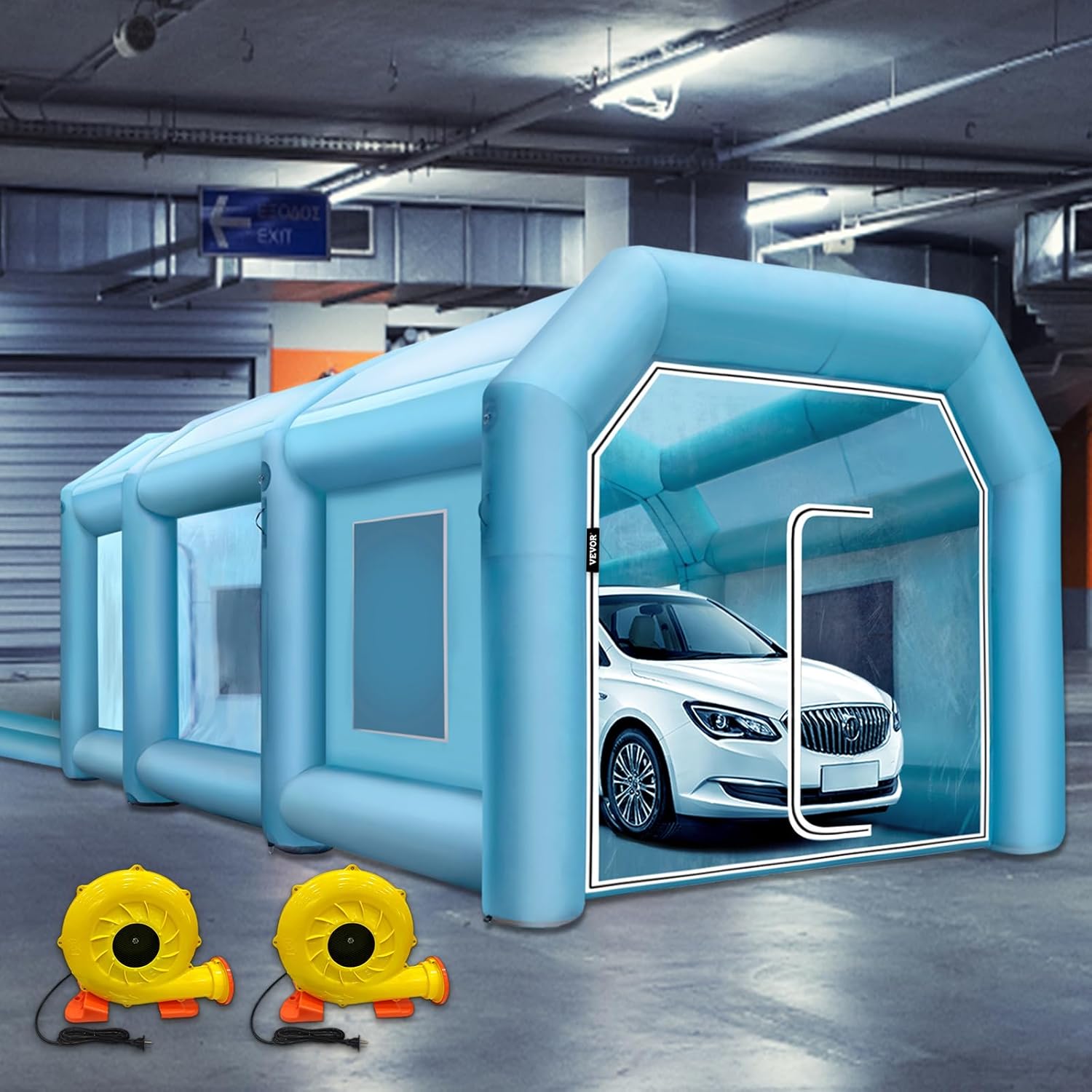Inflatable Paint Booth 19.7 x 13.1 x 8.5 ft with Blowers and Air Filter System T1413
