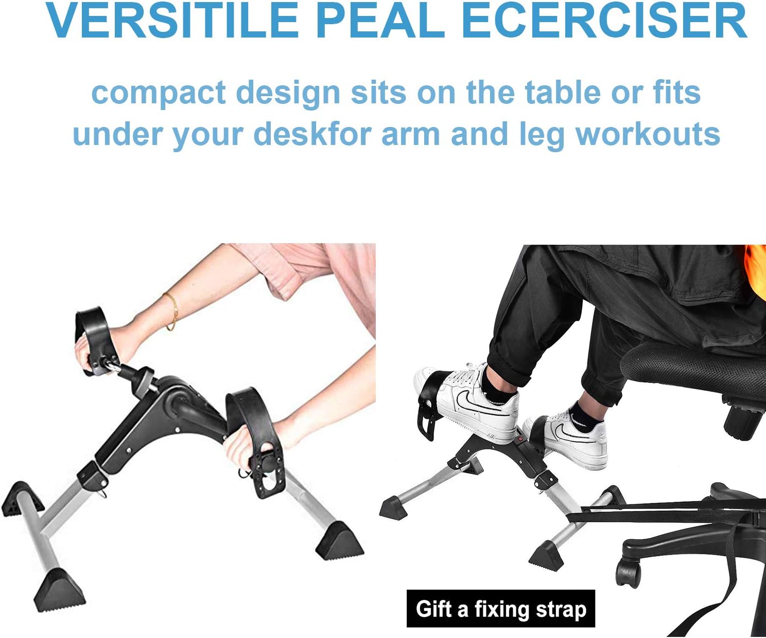 Under Desk Bike Pedal Exerciser with LCD Monitor, Foldable for Arms and Legs J32289