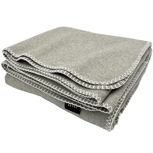 EKTOS 100% Virgin Wool Blankets, 90" x 78", Emergency Blanket for Car, Winter Camping (Charcoal, Full Size)