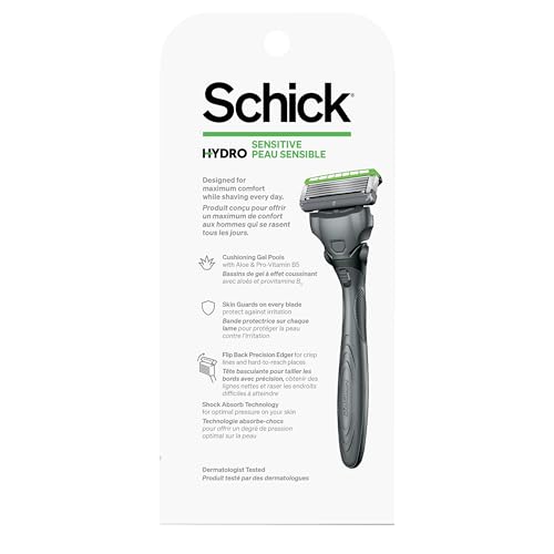 Sensitive Skin Razor with Shock Absorb Technology, 1 Handle with 2 Refills D990914